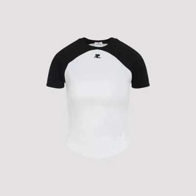 Courrèges Circle Contrast Cotton Jersey T-shirt In Multi