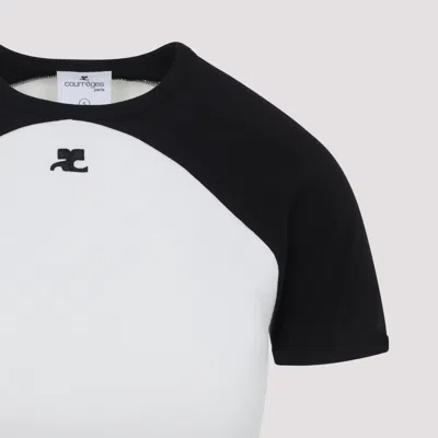 Courrèges Circle Contrast Cotton Jersey T-shirt In Multi
