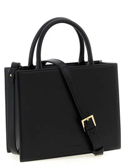 Elisabetta Franchi Structured Handbag With Prominent Logo Detail In Black