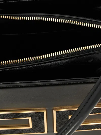 Elisabetta Franchi Structured Handbag With Prominent Logo Detail In Black