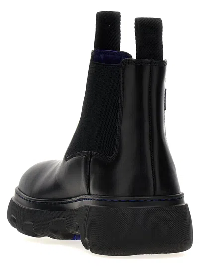 Burberry Chunky Sole Ankle Boots With Elastic Panels In Black