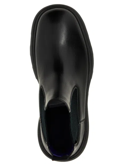 Burberry Chunky Sole Ankle Boots With Elastic Panels In Black