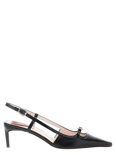 Roger Vivier 55mm Mini Buckle Leather Slingbacks In Black