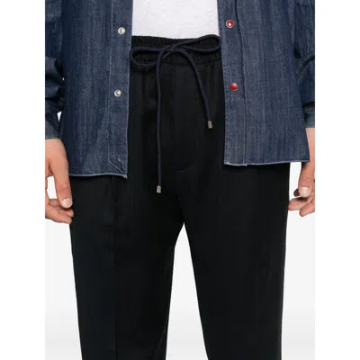 Briglia 1949 Drawstring Wool Trousers In Black