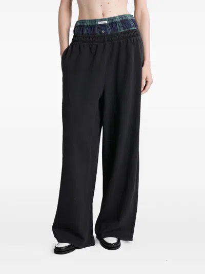 Acne Studios Straight Trousers With Elasticated Waistband And Plaid Panel In Multi