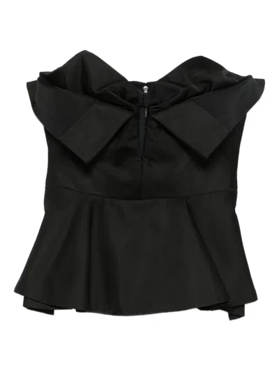 Alexander Mcqueen Black Corset Top In Silk Blend In Multi