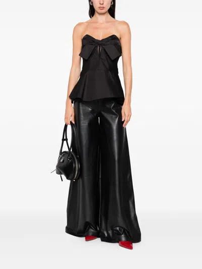 Alexander Mcqueen Black Corset Top In Silk Blend In Multi