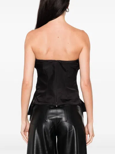 Alexander Mcqueen Black Corset Top In Silk Blend In Multi