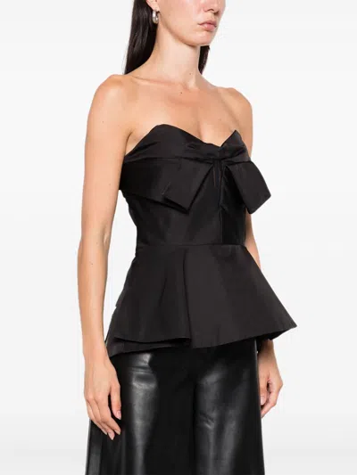 Alexander Mcqueen Black Corset Top In Silk Blend In Multi