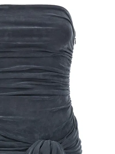Alexander Wang Vintage Effect Stretch Jumpsuit With Knot Detail In Gray