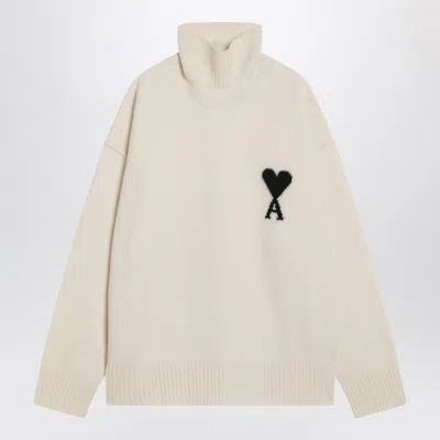 Ami Alexandre Mattiussi Ami Paris De Coeur Turtleneck Sweater In White