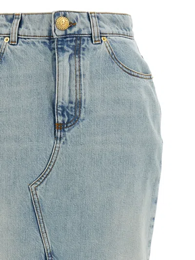 Balmain Women Denim Midi Skirt In Blue