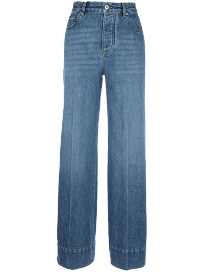 Bottega Veneta Women Flared-leg Denim Jeans In Blue