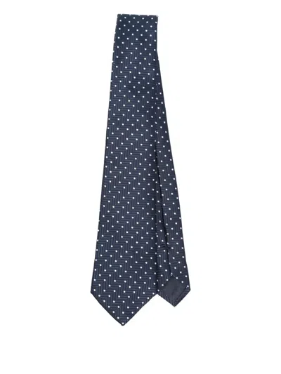 Giorgio Armani Chevron And Polka Dot Ties In Blue