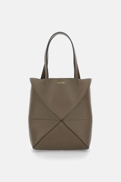 Loewe Mini Puzzle Fold Leather Bag In Brown