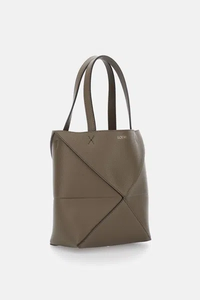 Loewe Mini Puzzle Fold Leather Bag In Brown