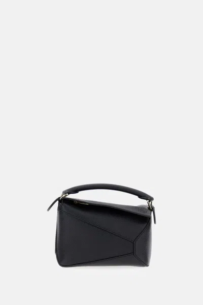 Loewe Puzzle Edge Mini Textured-leather Shoulder Bag In Black