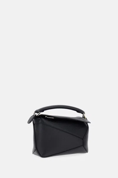 Loewe Puzzle Edge Mini Textured-leather Shoulder Bag In Black
