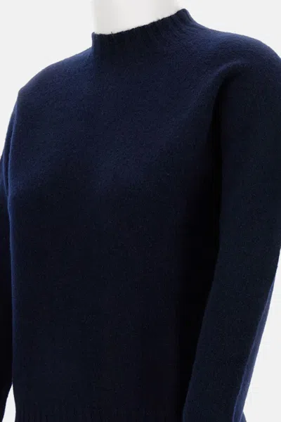 Drumohr Blue Plain Wool Crewneck Sweater In Blue