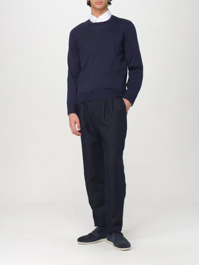 Brunello Cucinelli Leisure Fit Trousers With Double Pleats In Blue