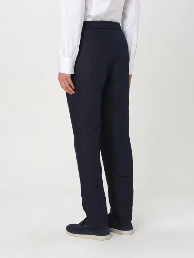 Brunello Cucinelli Leisure Fit Trousers With Double Pleats In Blue