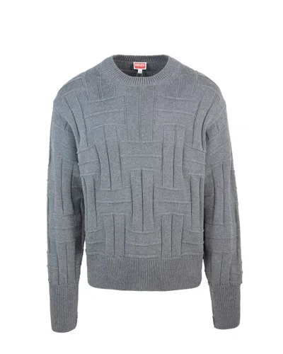 Kenzo Maglione Intrecciato Grigio In Gray