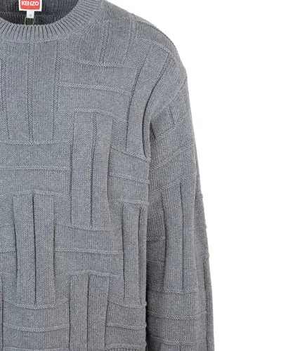 Kenzo Maglione Intrecciato Grigio In Gray