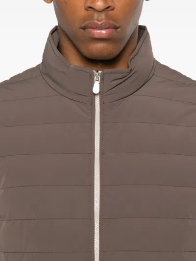 Brunello Cucinelli Men Lightweight Padded Vest In Brown