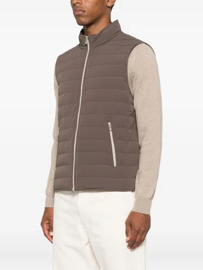 Brunello Cucinelli Men Lightweight Padded Vest In Brown