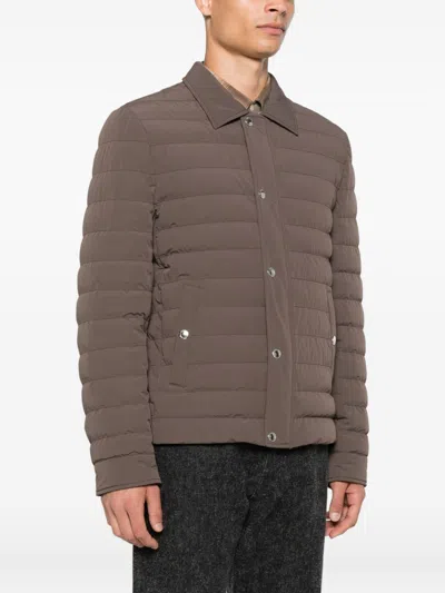Brunello Cucinelli Short Quilted Down Jacket With Side Pockets In Brown