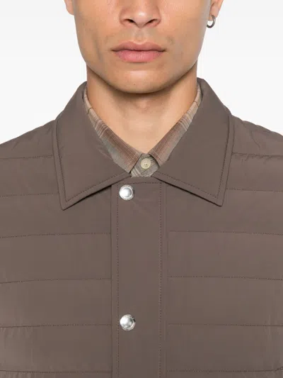 Brunello Cucinelli Short Quilted Down Jacket With Side Pockets In Brown