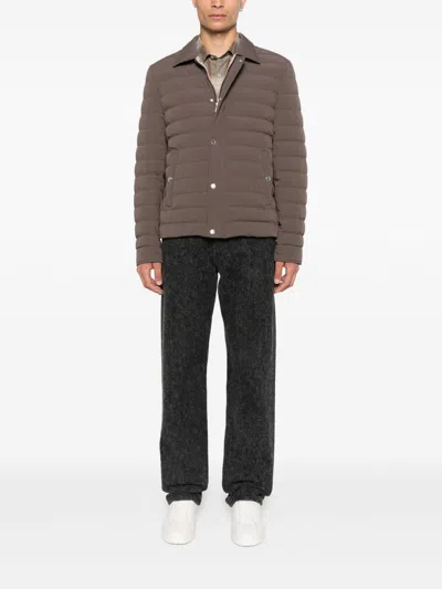 Brunello Cucinelli Short Quilted Down Jacket With Side Pockets In Brown