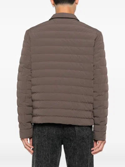 Brunello Cucinelli Short Quilted Down Jacket With Side Pockets In Brown