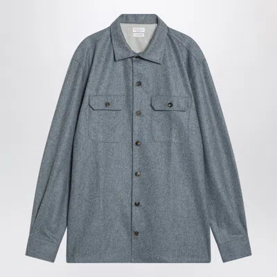 Brunello Cucinelli Shirt Cloud Wool Chest Pockets In Gray