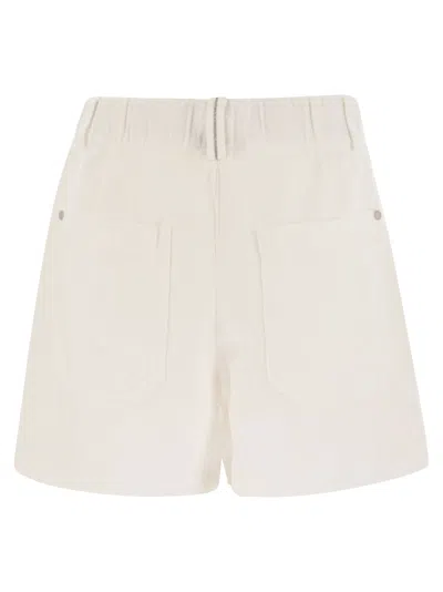 Brunello Cucinelli Women Cotton And Linen Shorts With Jewellery In White