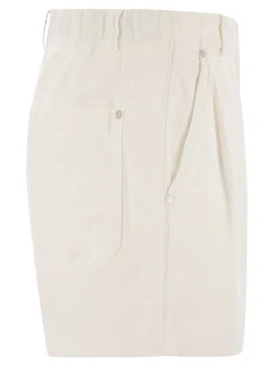 Brunello Cucinelli Women Cotton And Linen Shorts With Jewellery In White