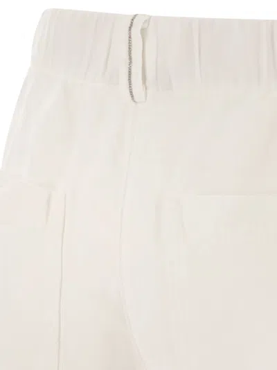 Brunello Cucinelli Women Cotton And Linen Shorts With Jewellery In White