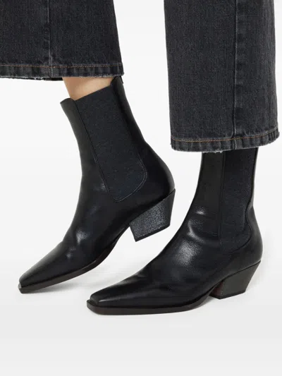 Brunello Cucinelli Leather Chelsea Heeled Boots 50 In Black