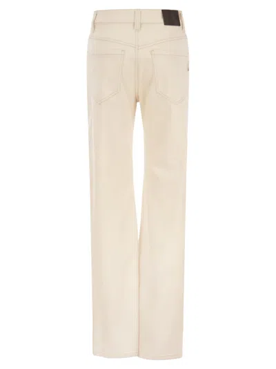 Brunello Cucinelli Women Loose Trousers In Garment-dyed Comfort Denim With Shiny Tab In Neutral
