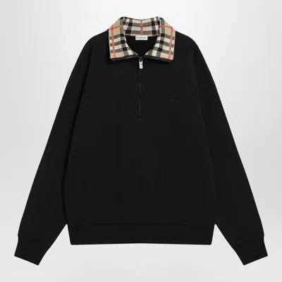 Burberry Mens Logo-embroidered Funnel-neck Cotton Sweatshirt Black Xl In Black