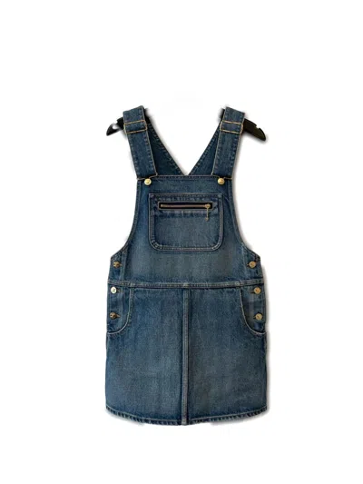 Celine Women Denim Cotton Overall In Blue