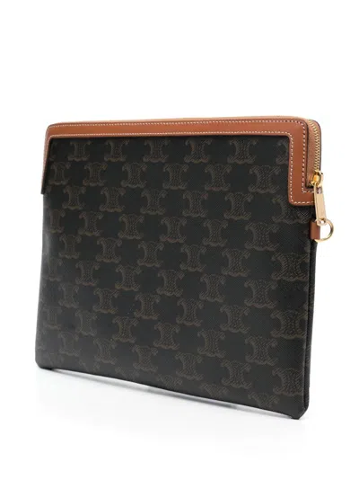 Celine Women Triomphe Canvas Pouch In Multi
