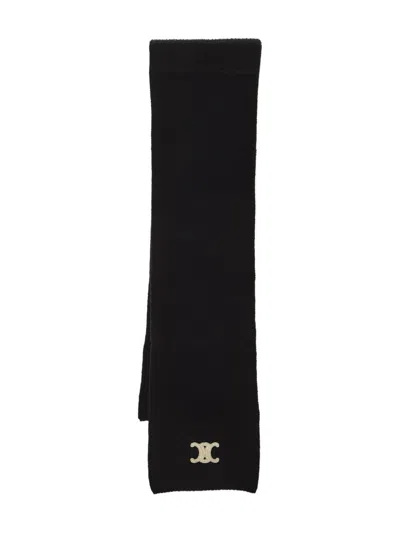 Celine Women Triomphe Cashmere Scarf In Black