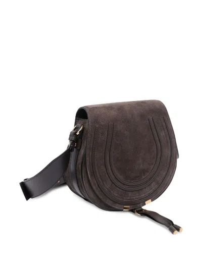 Chloé Saddle Shape Shoulder Bag With Suede Finish In Brown