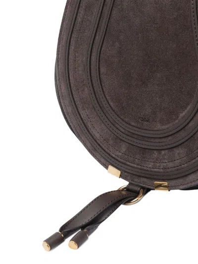 Chloé Saddle Shape Shoulder Bag With Suede Finish In Brown