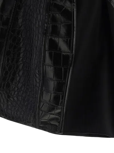 Elisabetta Franchi Croc-embossed Sheer Paneling Sleeveless Dress In Black