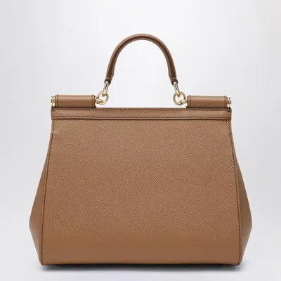 Dolce & Gabbana Medium Sicily Leather Top Handle Bag In Brown