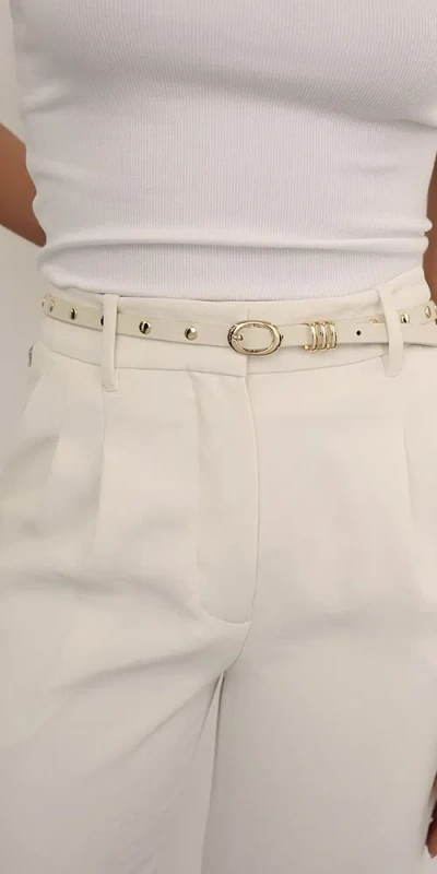 Ettika Classic Studded Skinny Belt Vanilla