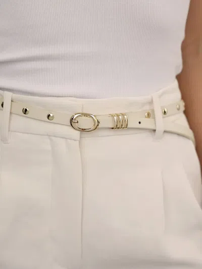 Ettika Classic Studded Skinny Belt Vanilla