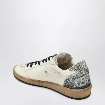 Golden Goose Silver/white Ballstar Sneaker With Glitter In White